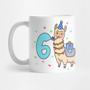 I am 6 with Lama - kids birthday 6 years old Mug